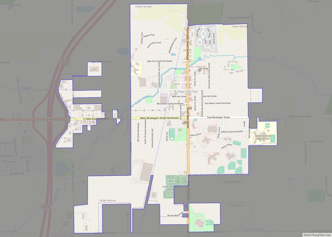 Map of Cedar Springs city, Michigan