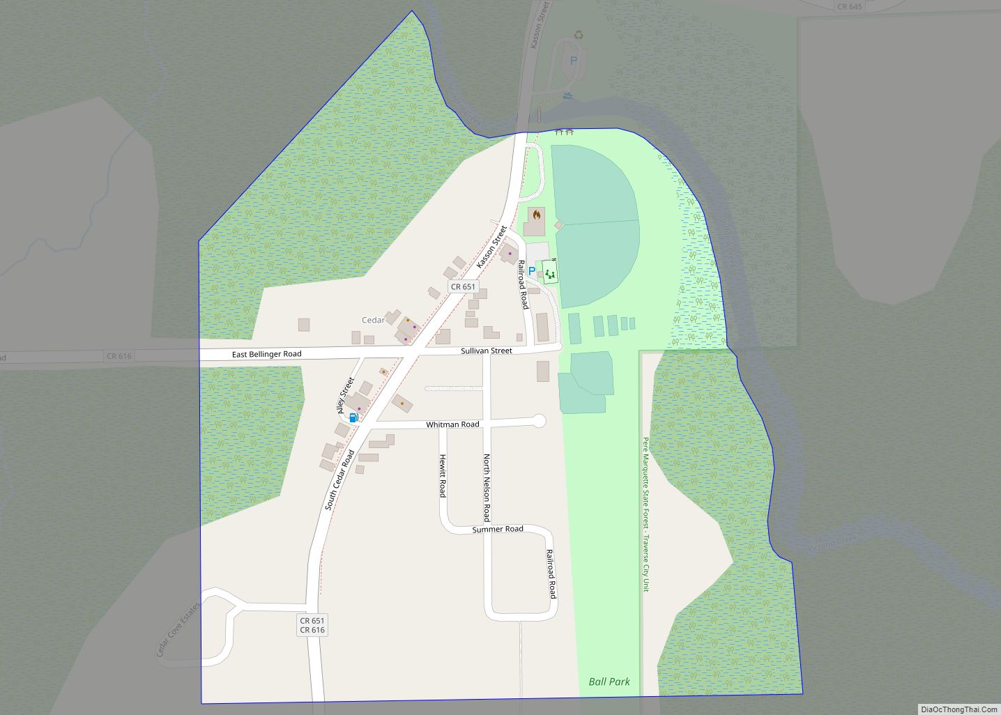 Map of Cedar CDP, Michigan