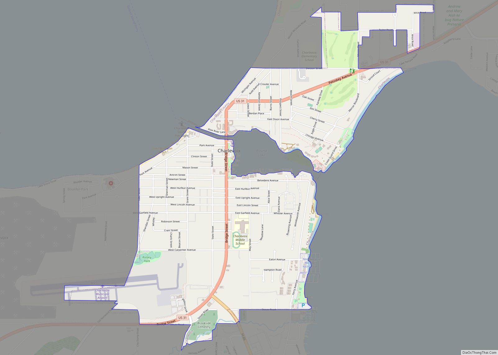 Map of Charlevoix city