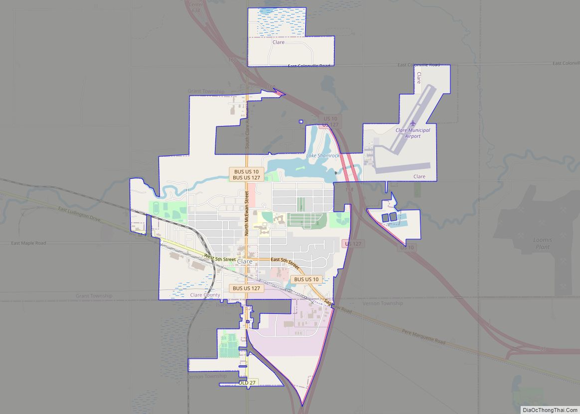 Map of Clare city, Michigan