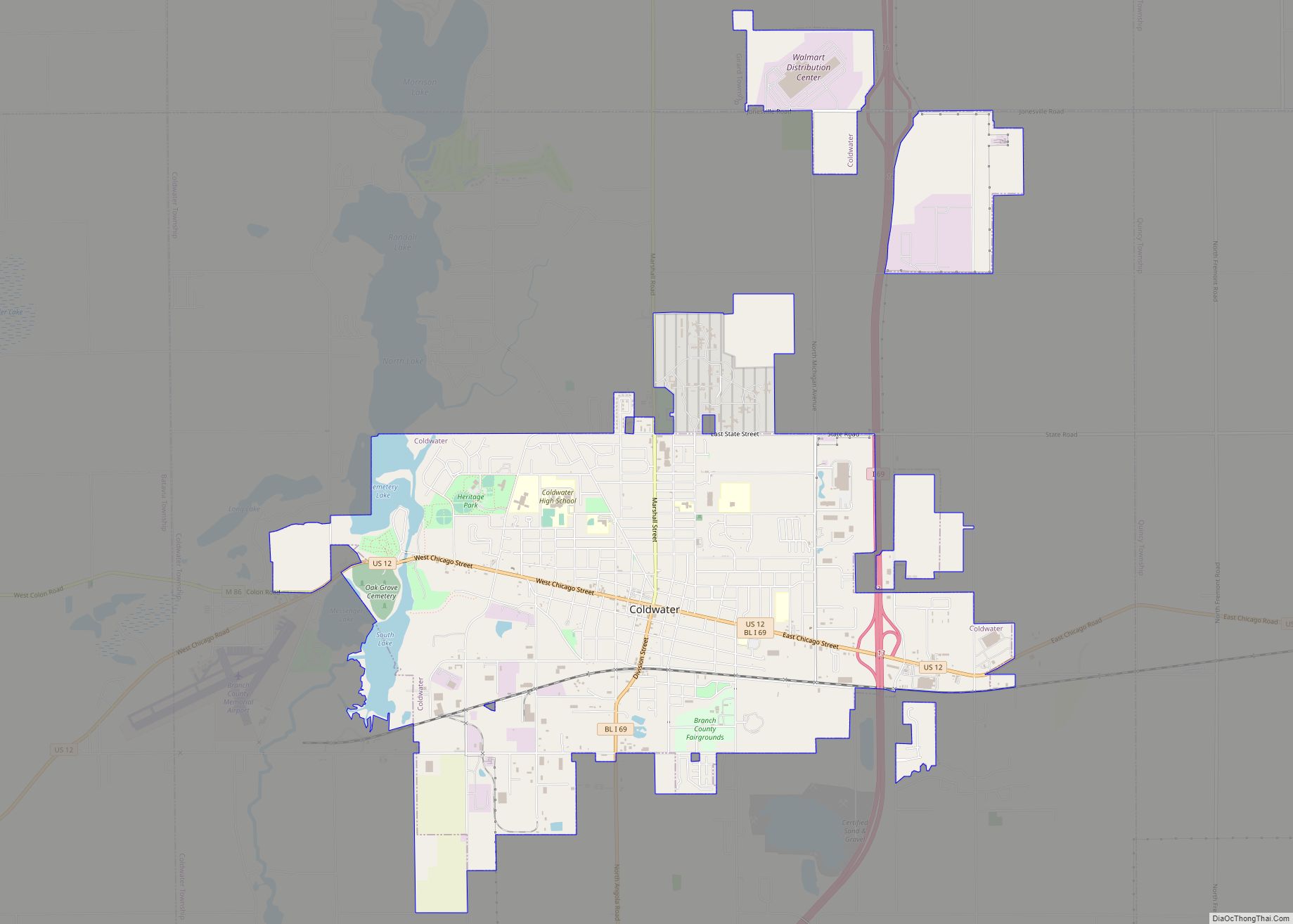 Map of Coldwater city, Michigan