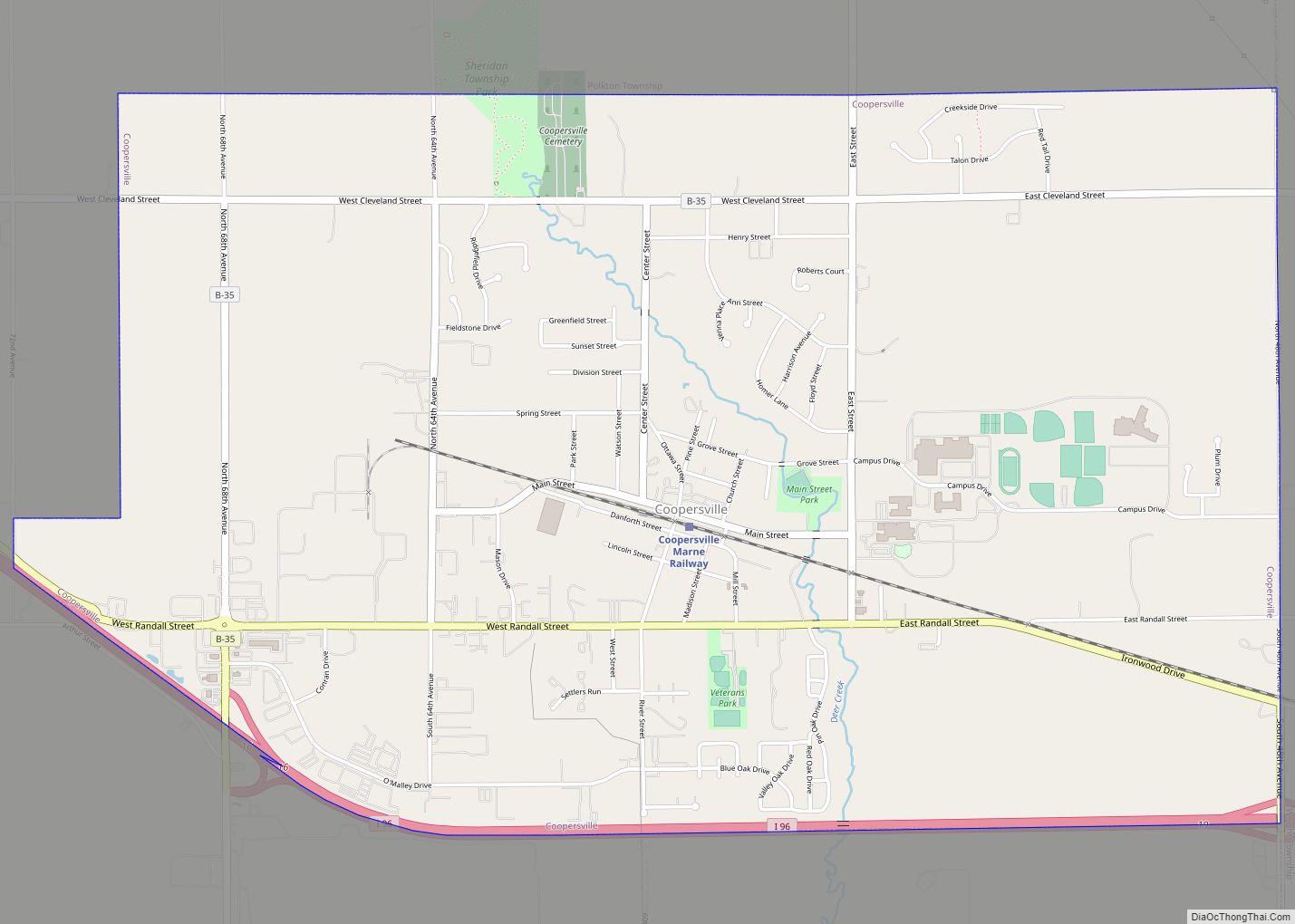 Map of Coopersville city
