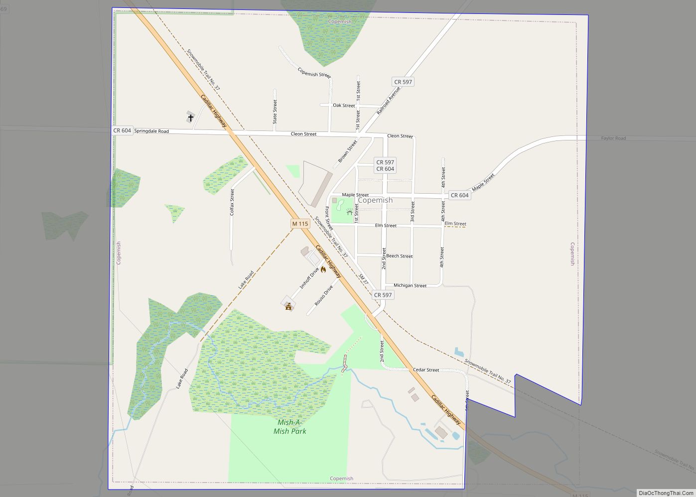 Map of Copemish village