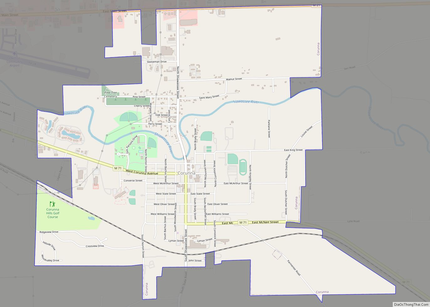 Map of Corunna city, Michigan