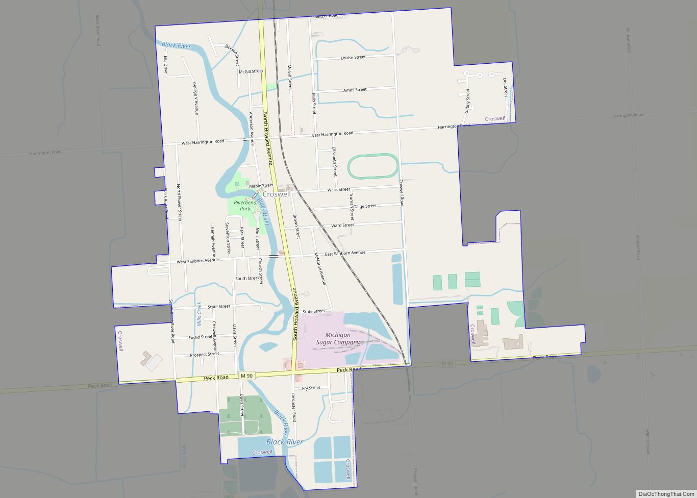Map of Croswell city