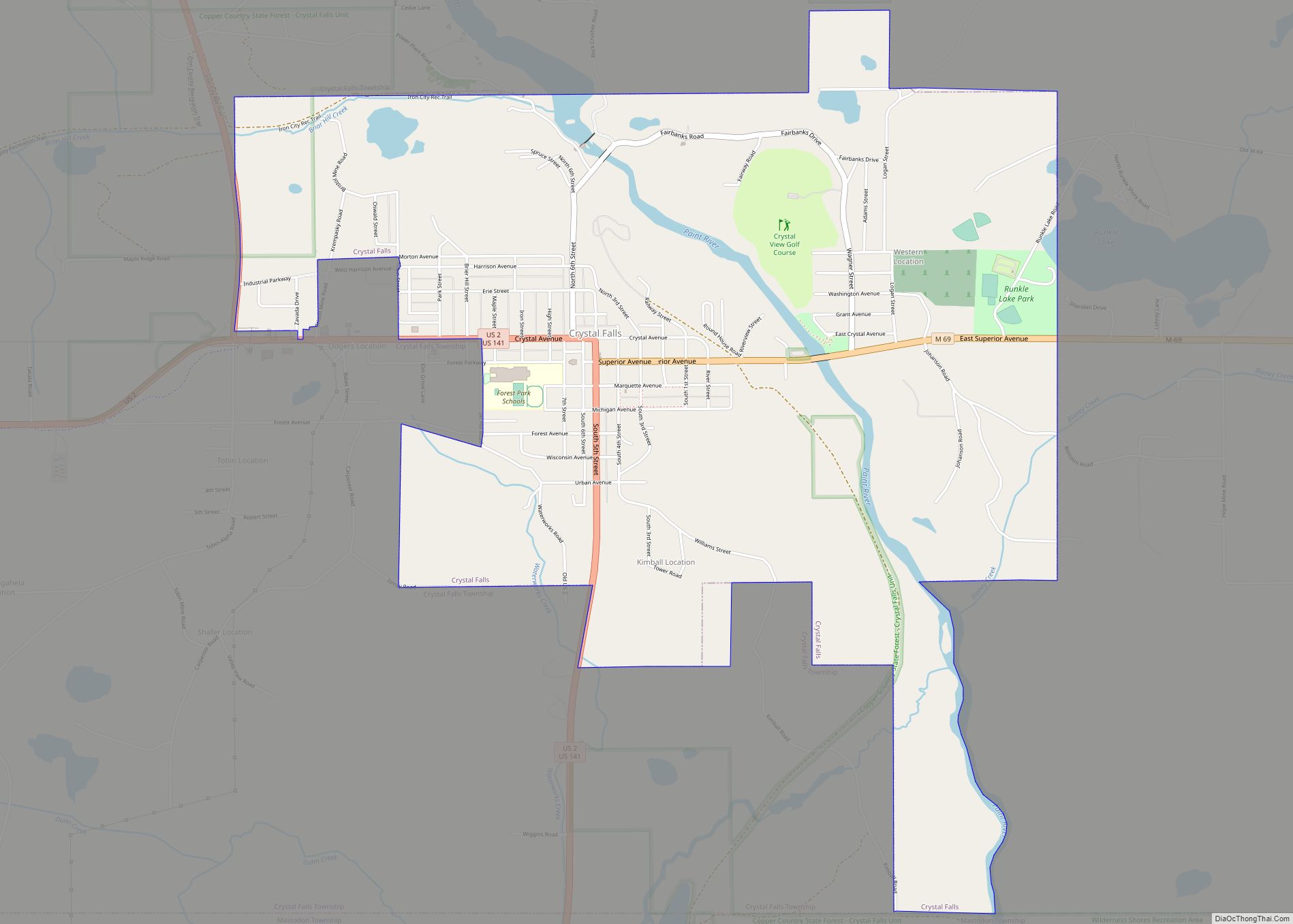 Map of Crystal Falls city