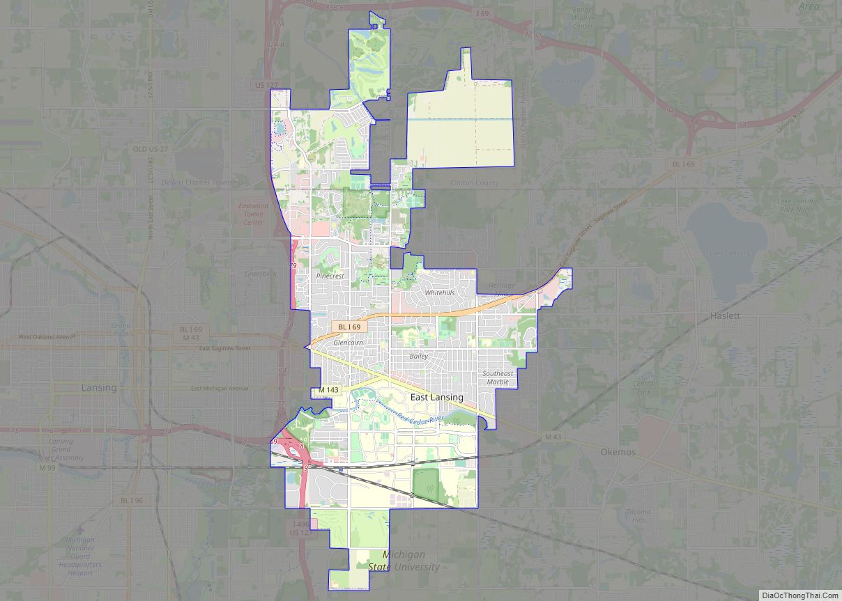 Map of East Lansing city