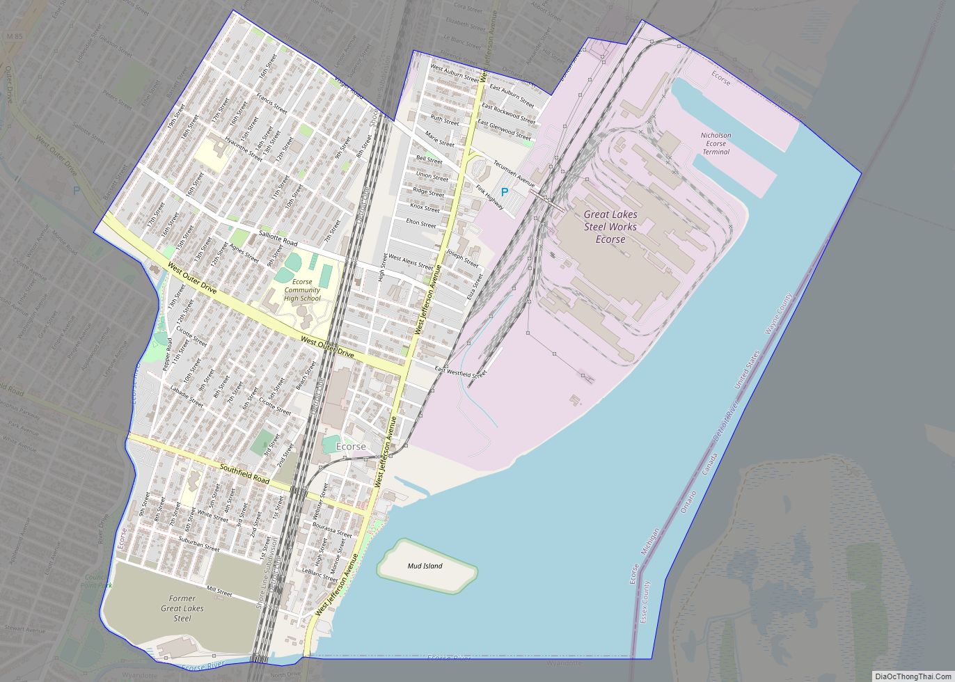 Map of Ecorse city