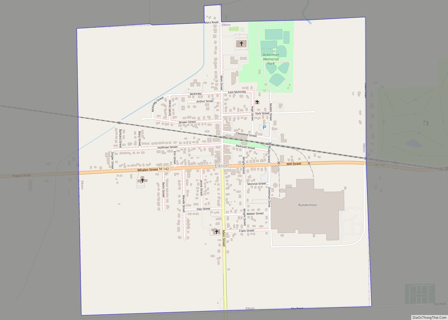 Map of Elkton village, Michigan