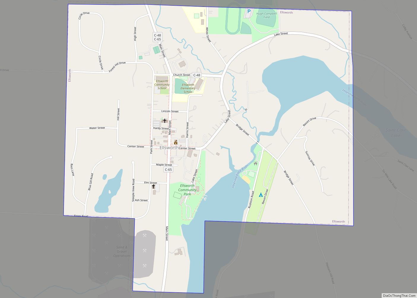 Map of Ellsworth village, Michigan
