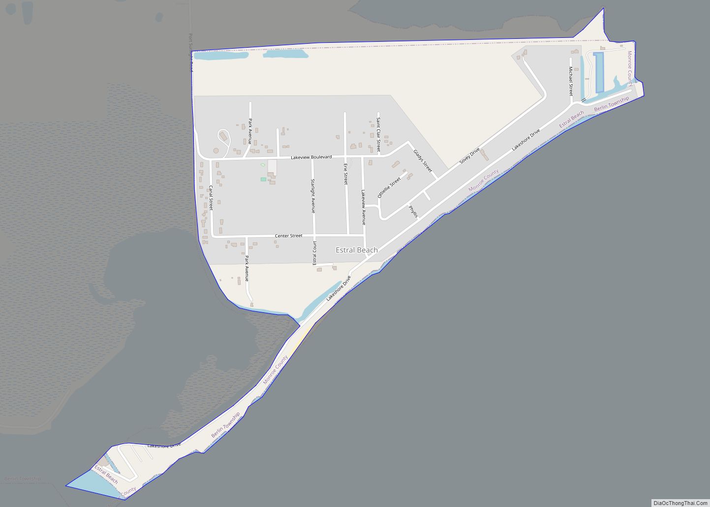Map of Estral Beach village