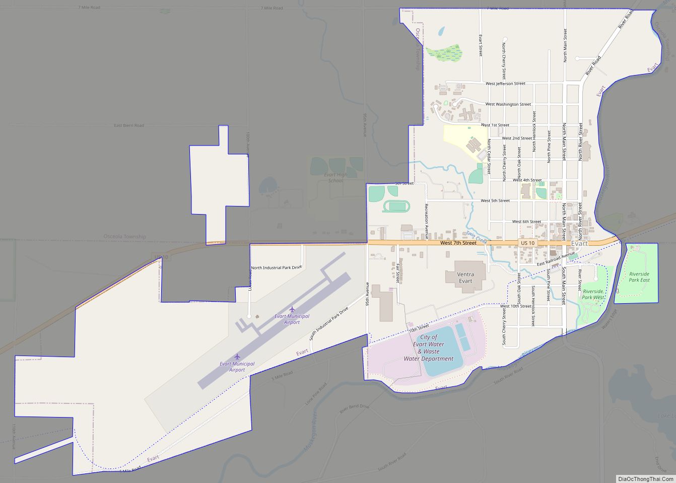 Map of Evart city