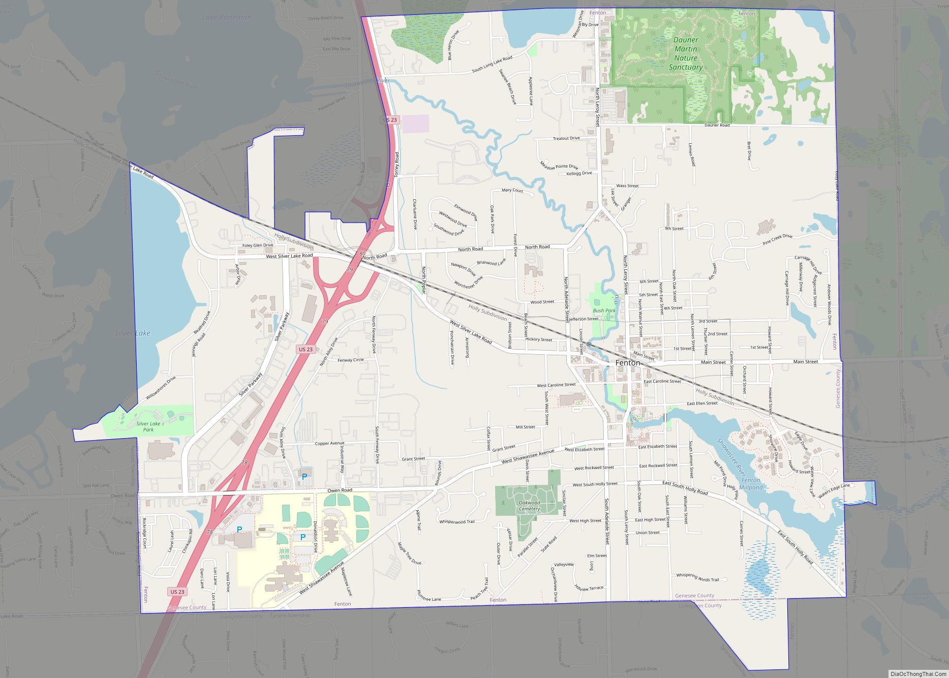 Map of Fenton city, Michigan