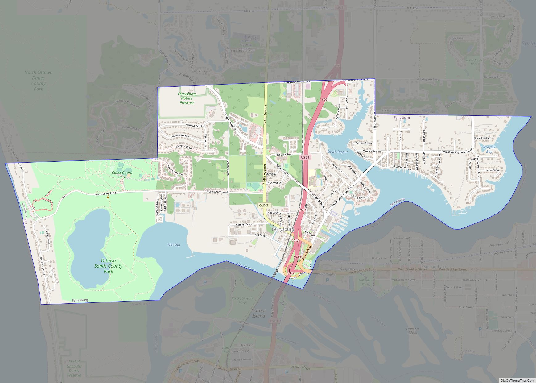 Map of Ferrysburg city
