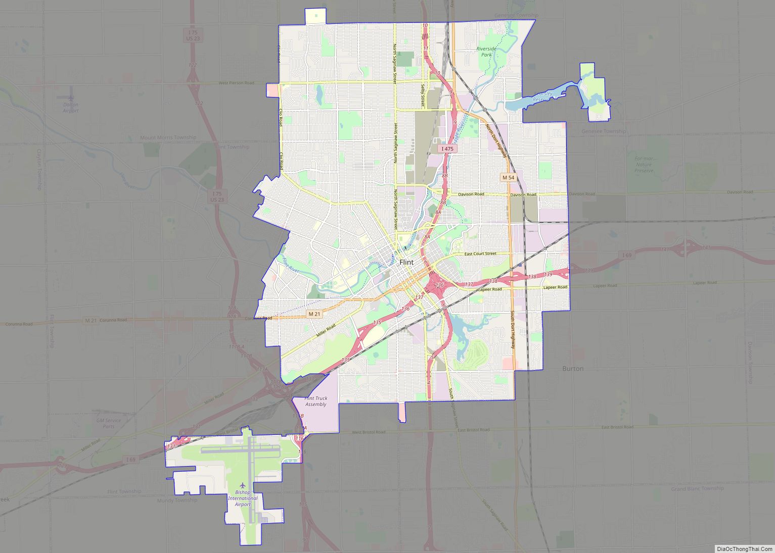 Map of Flint city