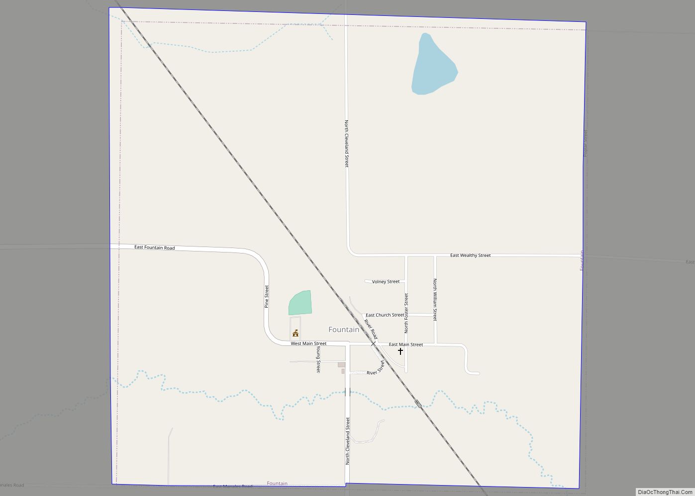 Map of Fountain village, Michigan