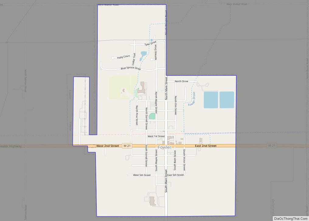 Map of Fowler village, Michigan