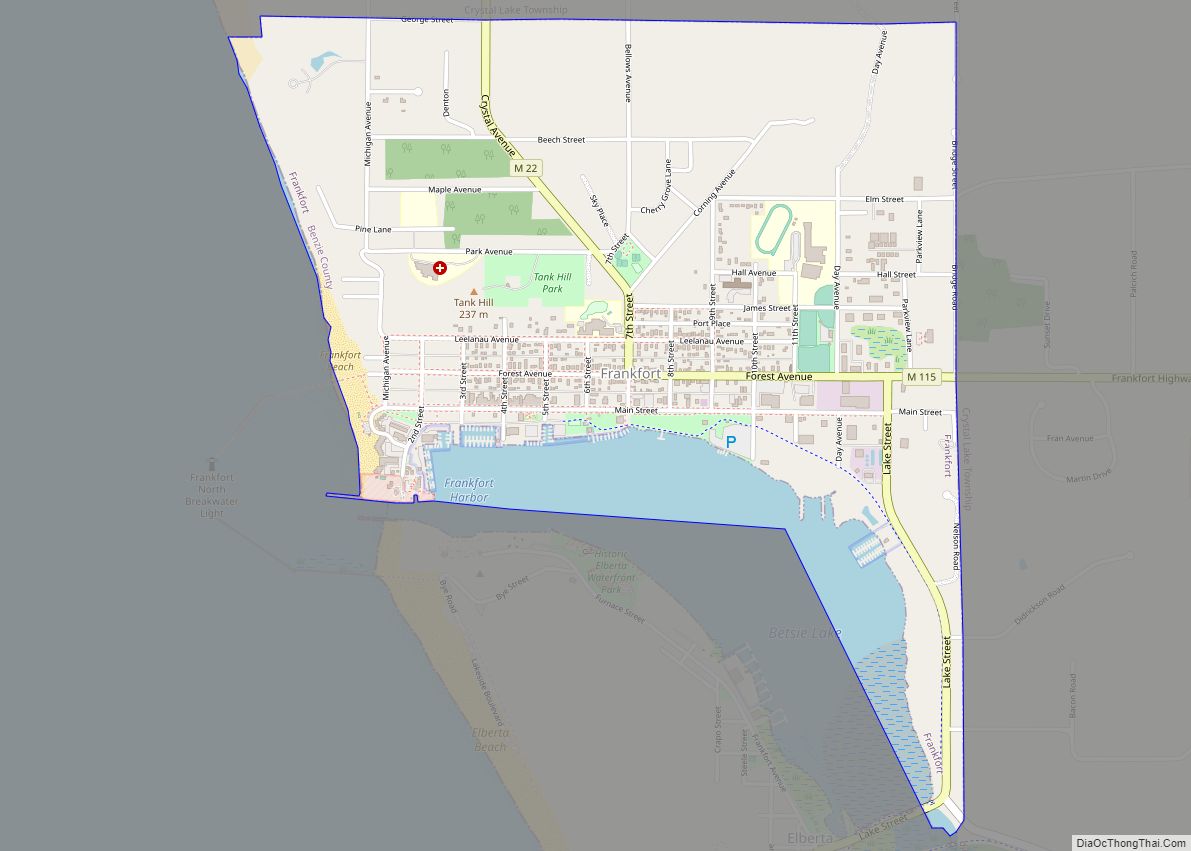 Map of Frankfort city, Michigan