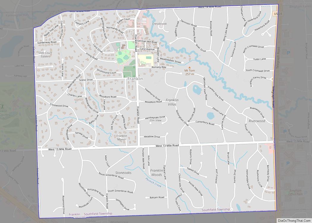 Map of Franklin village, Michigan