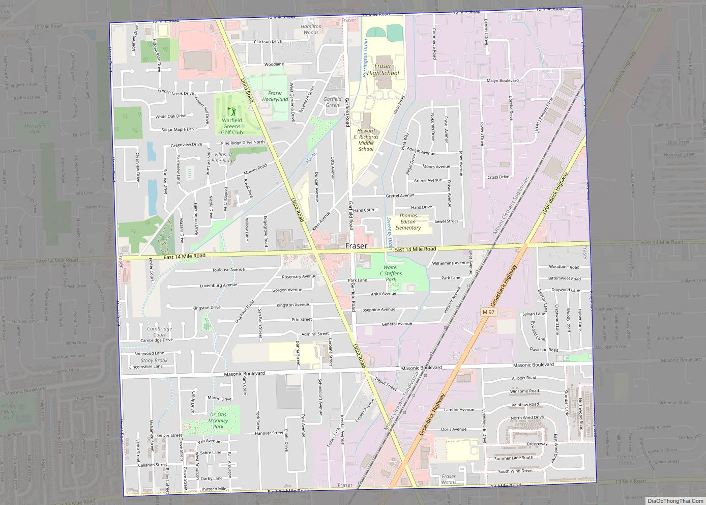 Map of Fraser city, Michigan