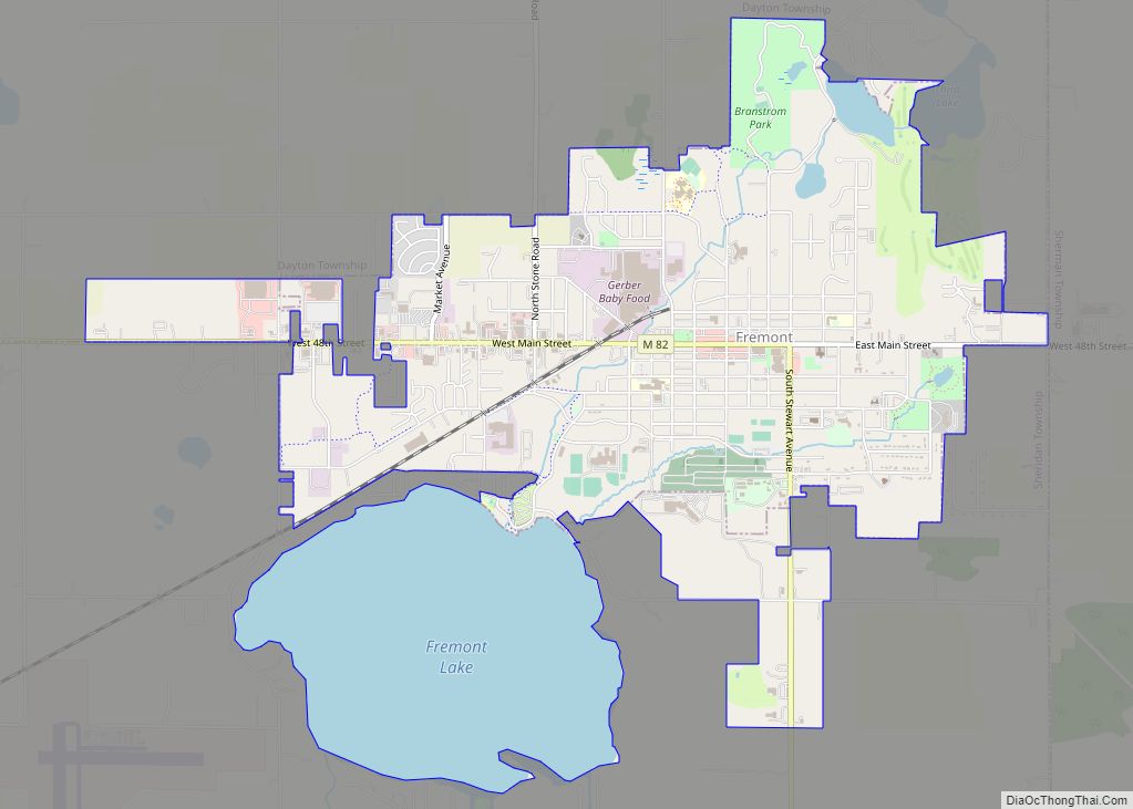 Map of Fremont city, Michigan