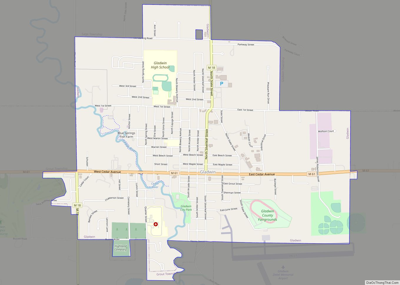 Map of Gladwin city