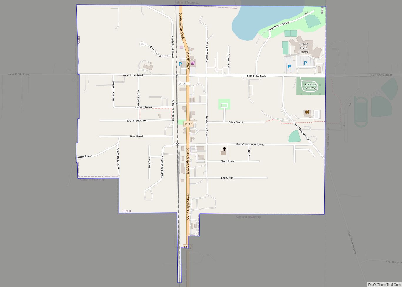 Map of Grant city, Michigan