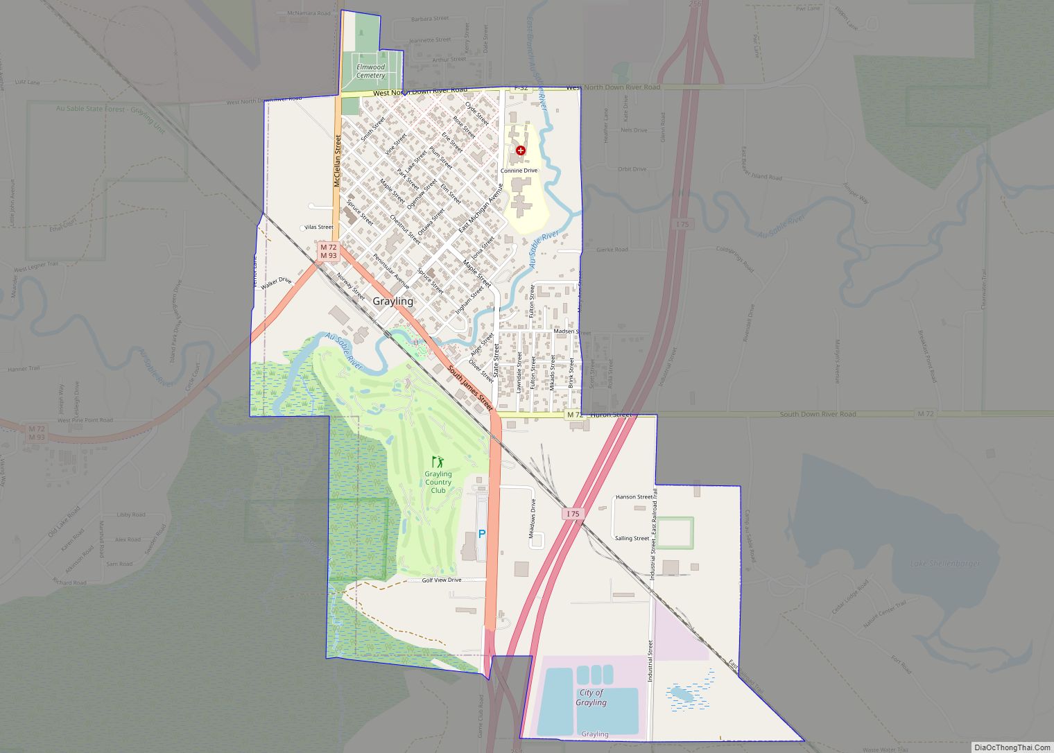 Map of Grayling city, Michigan
