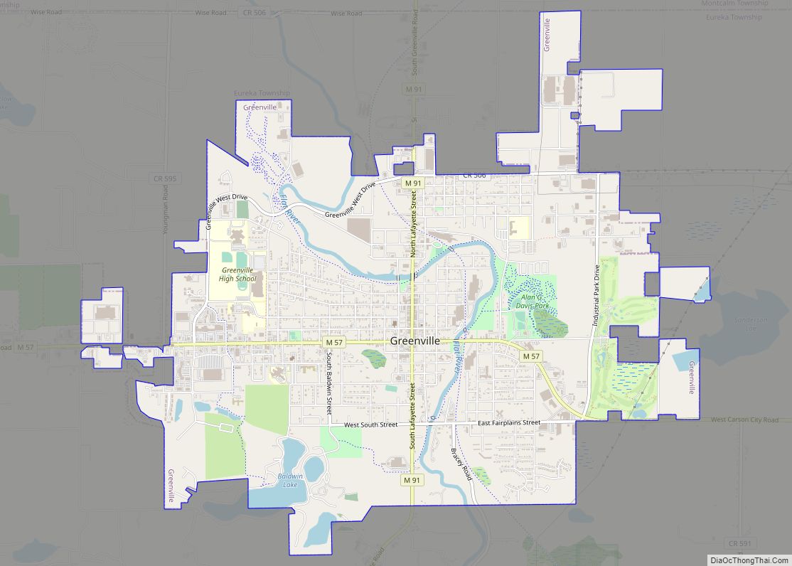 Map of Greenville city, Michigan