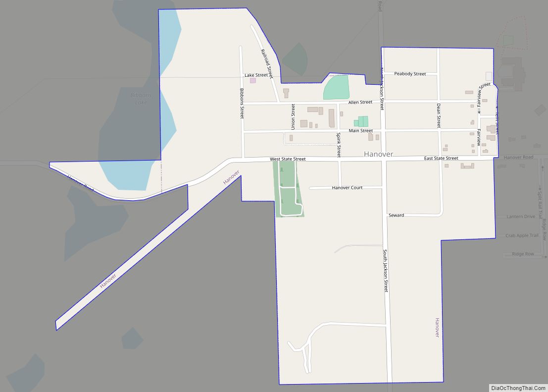 Map of Hanover village, Michigan