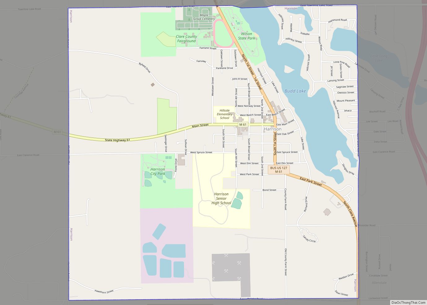 Map of Harrison city, Michigan
