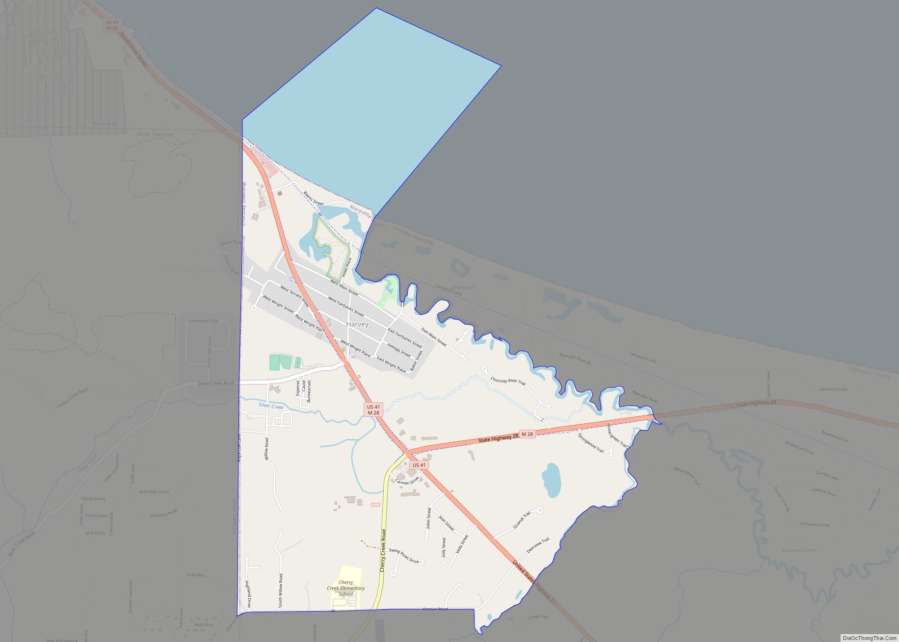 Map of Harvey CDP, Michigan