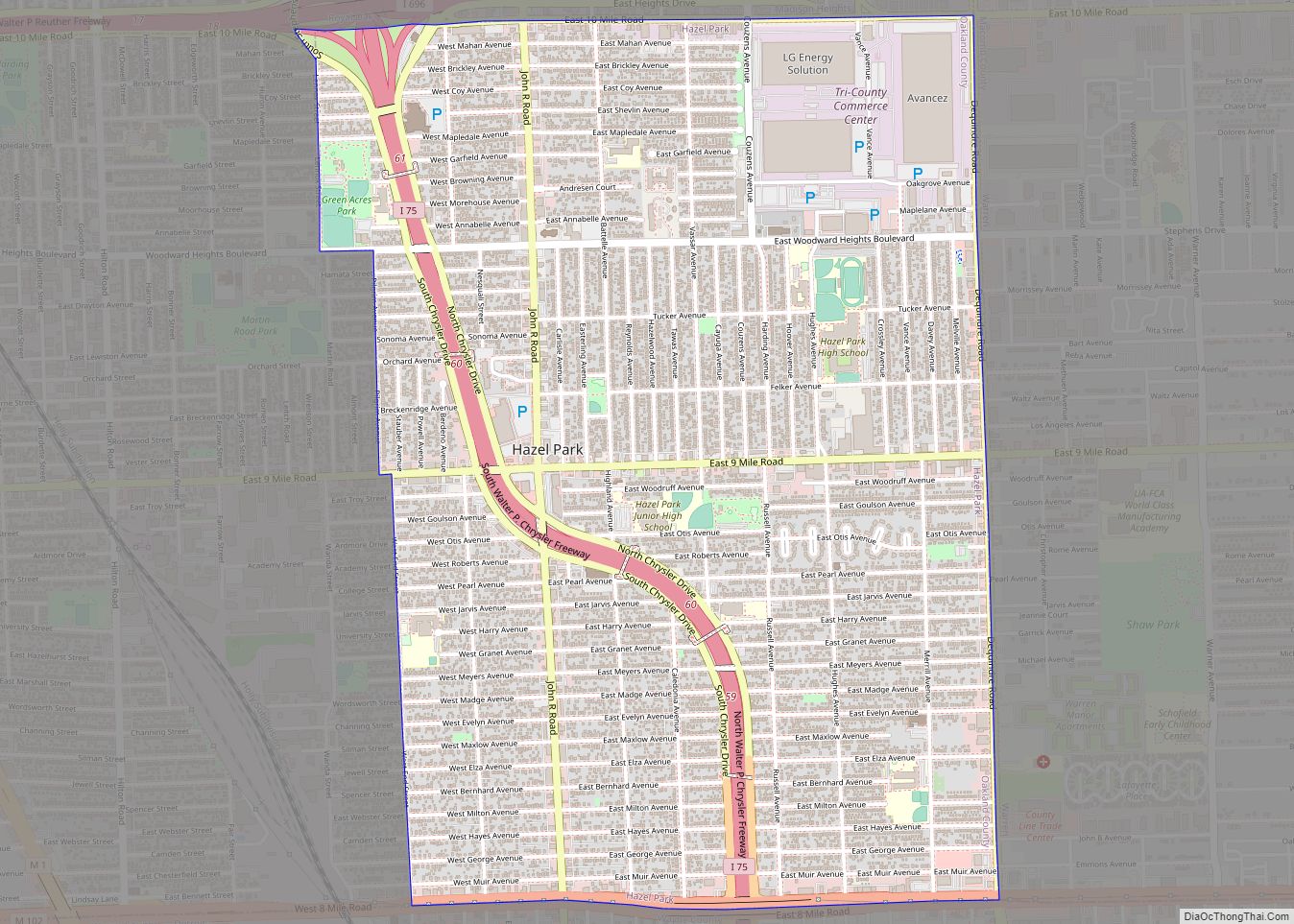 Map of Hazel Park city