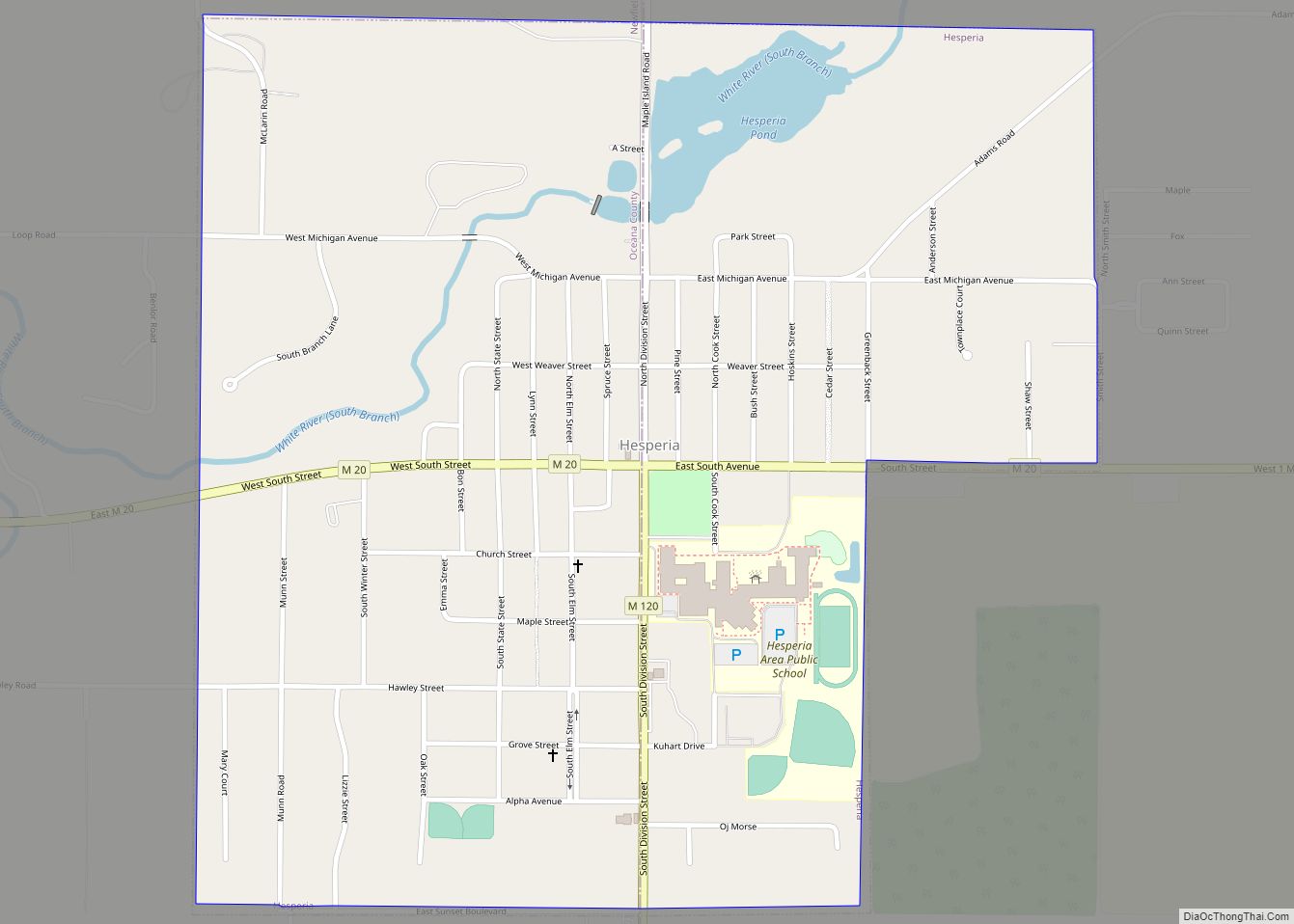 Map of Hesperia village, Michigan