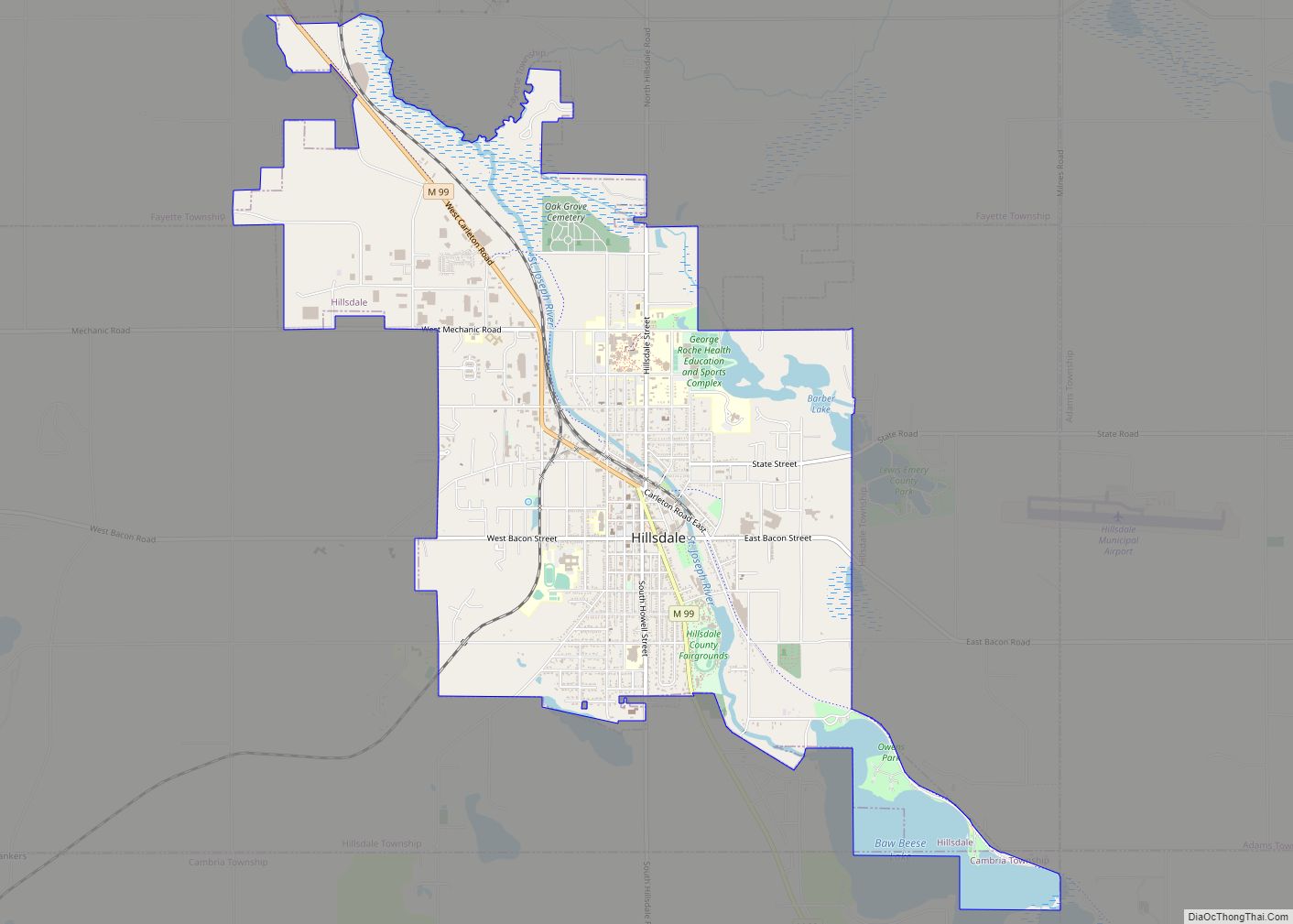 Map of Hillsdale city, Michigan