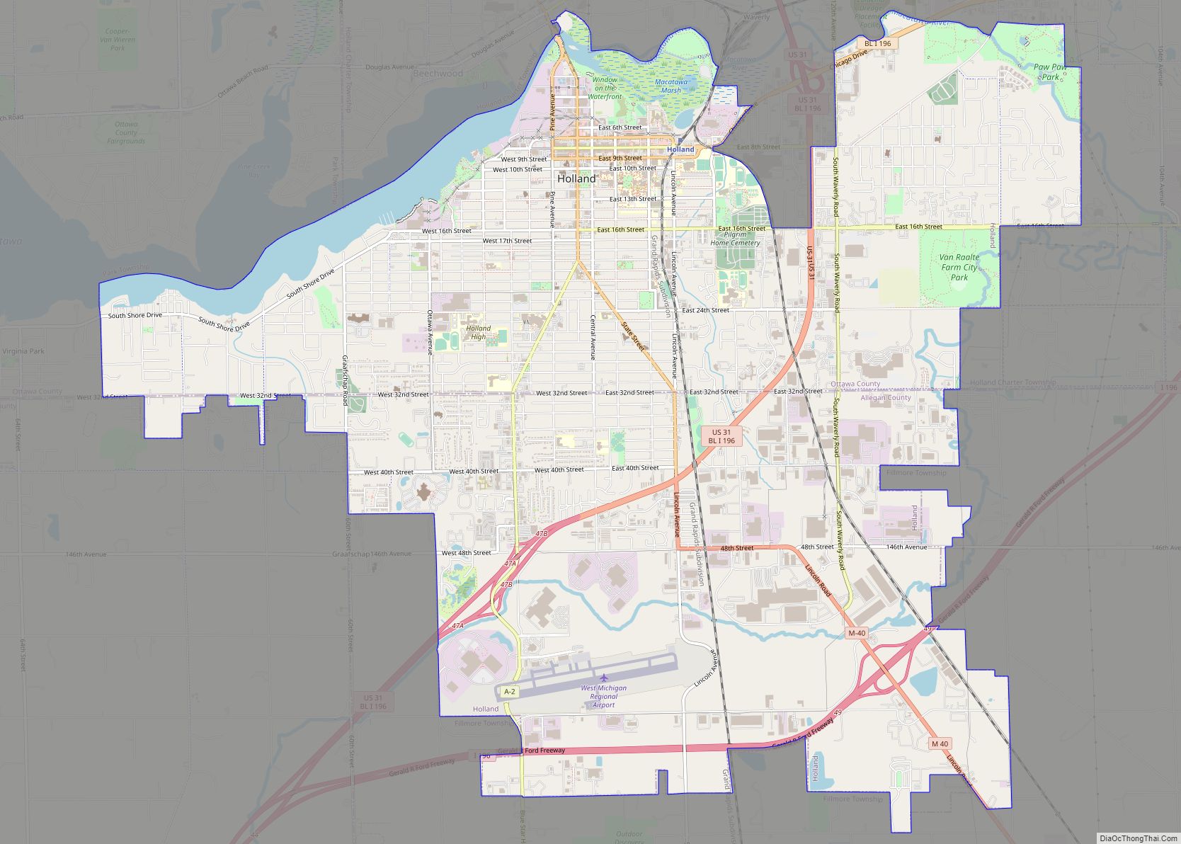 Map of Holland city, Michigan