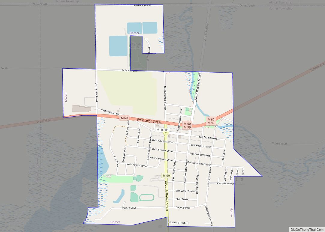 Map of Homer village, Michigan