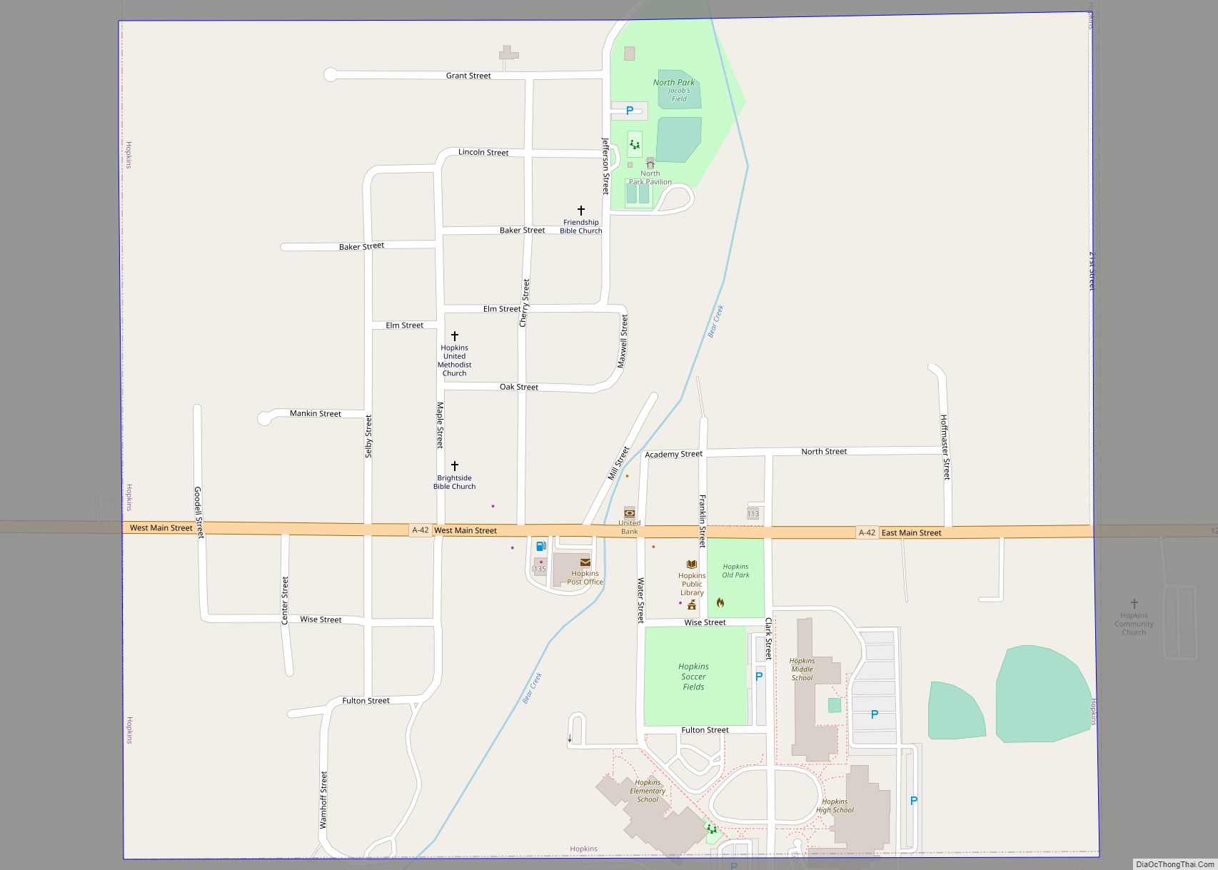 Map of Hopkins village