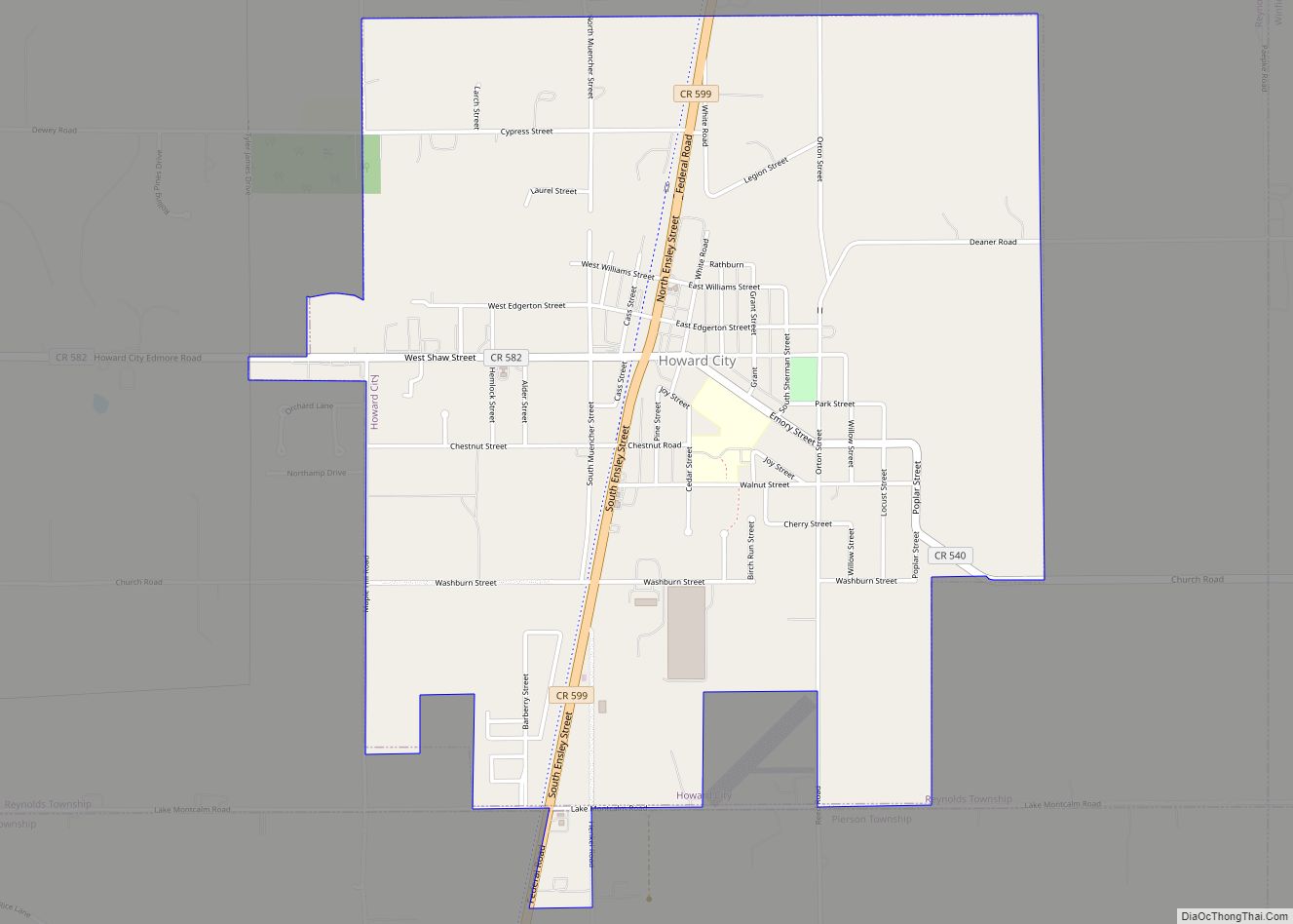 Map of Howard City village