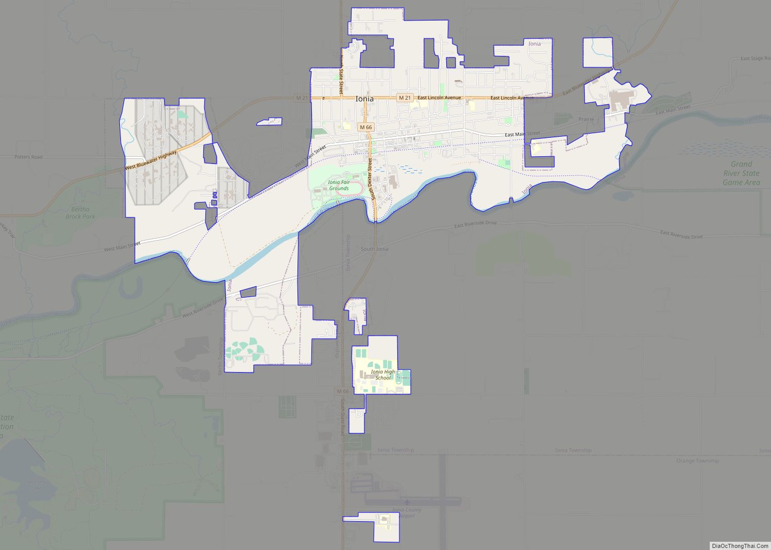 Map of Ionia city, Michigan