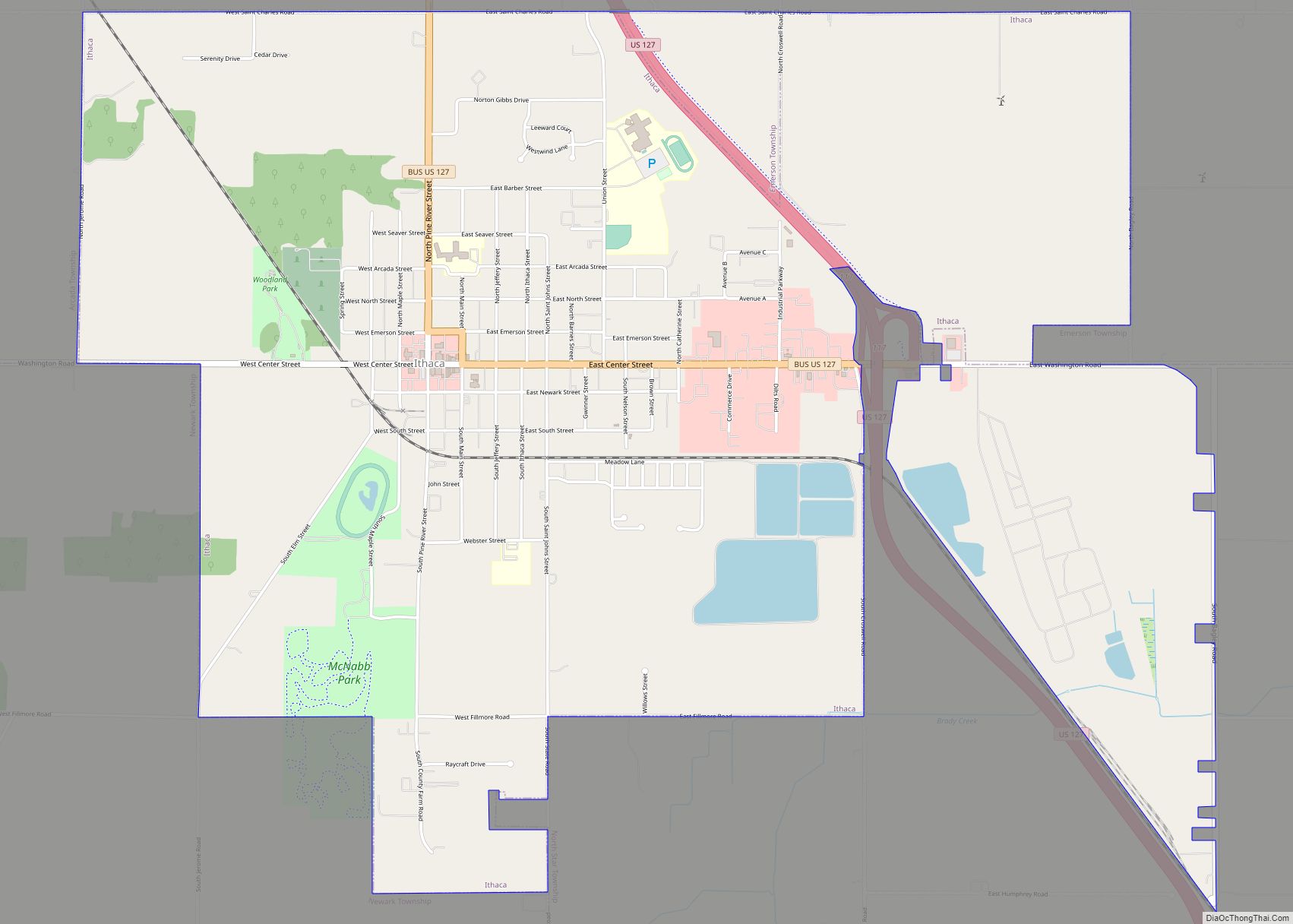 Map of Ithaca city