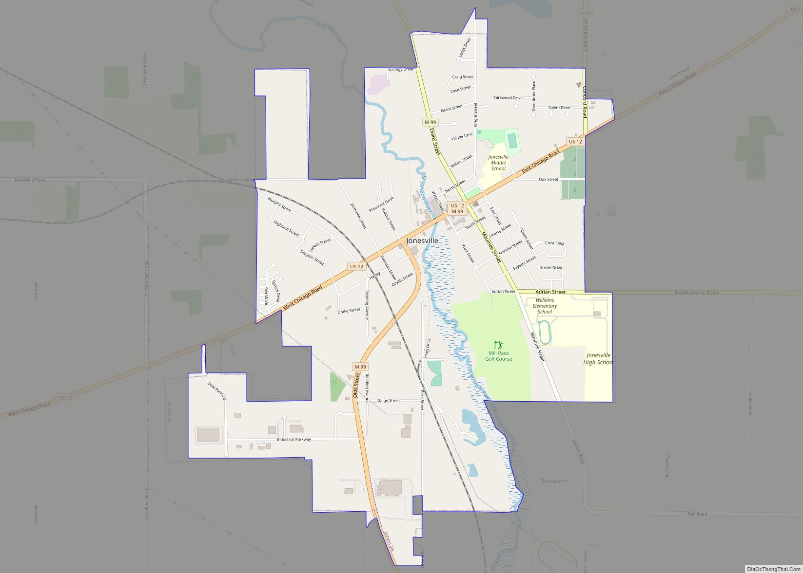 Map of Jonesville city, Michigan