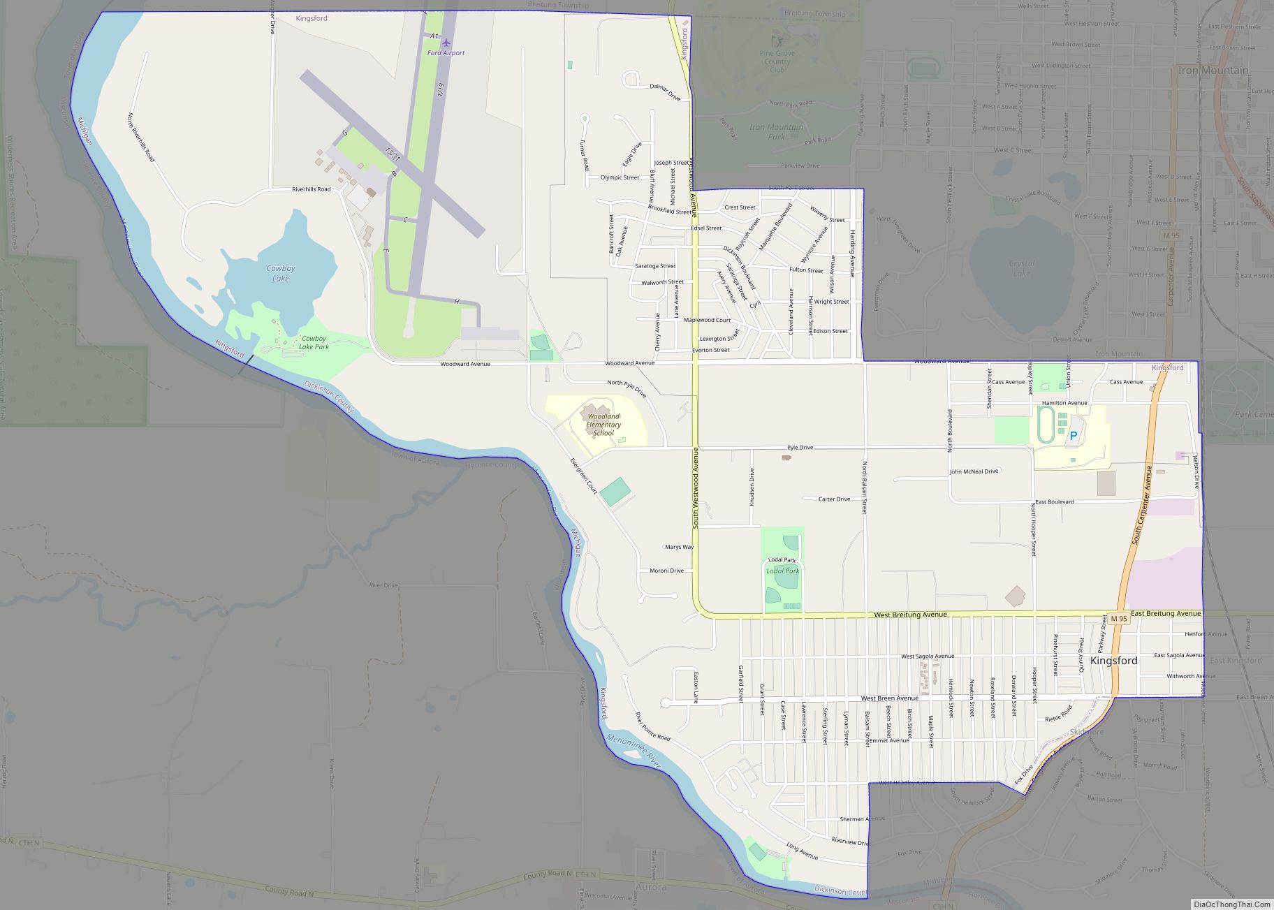 Map of Kingsford city