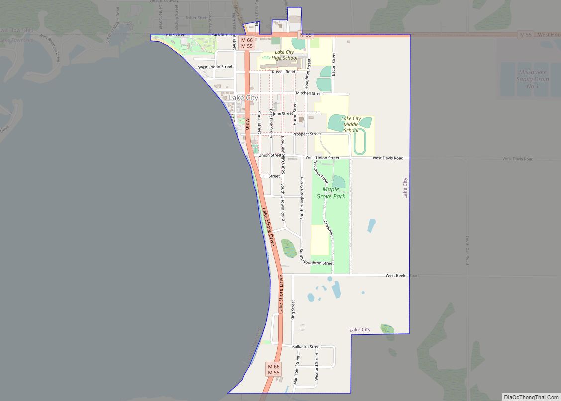 Map of Lake City, Michigan