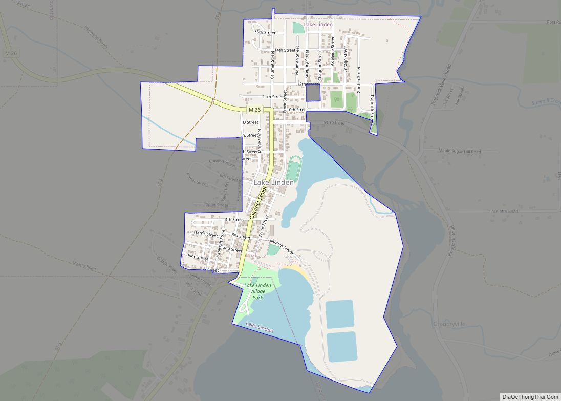 Map of Lake Linden village