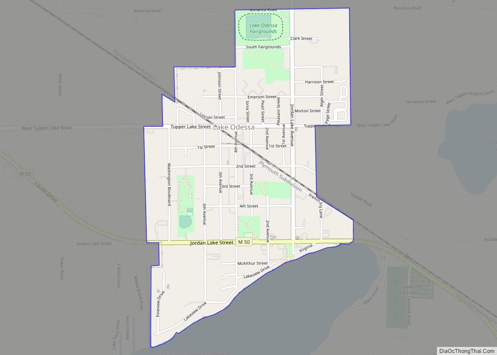 Map of Lake Odessa village