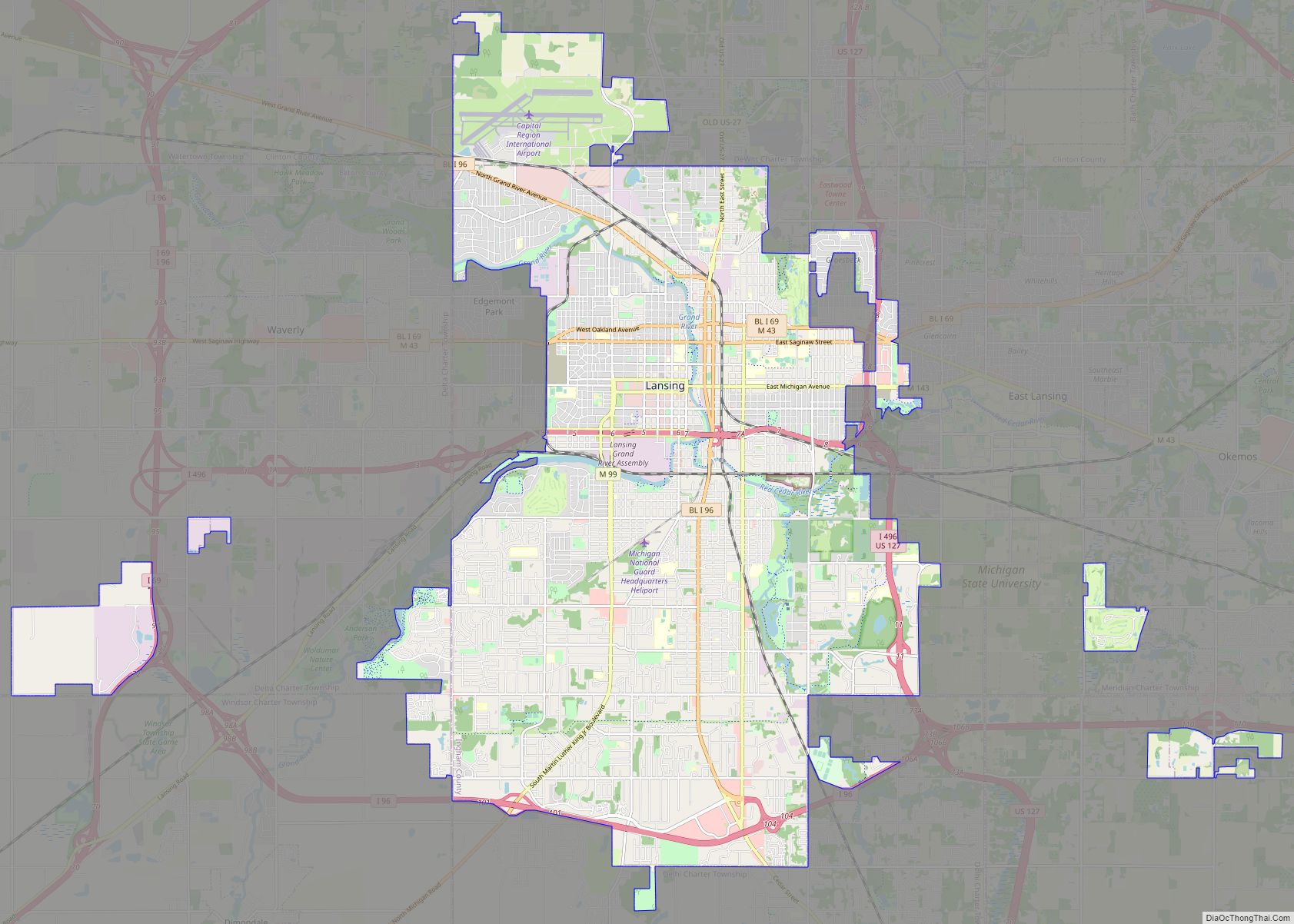 Map of Lansing city, Michigan