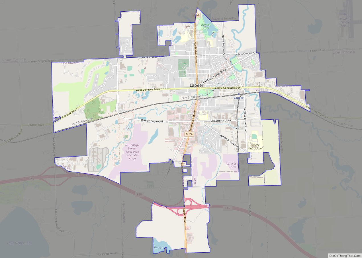 Map of Lapeer city