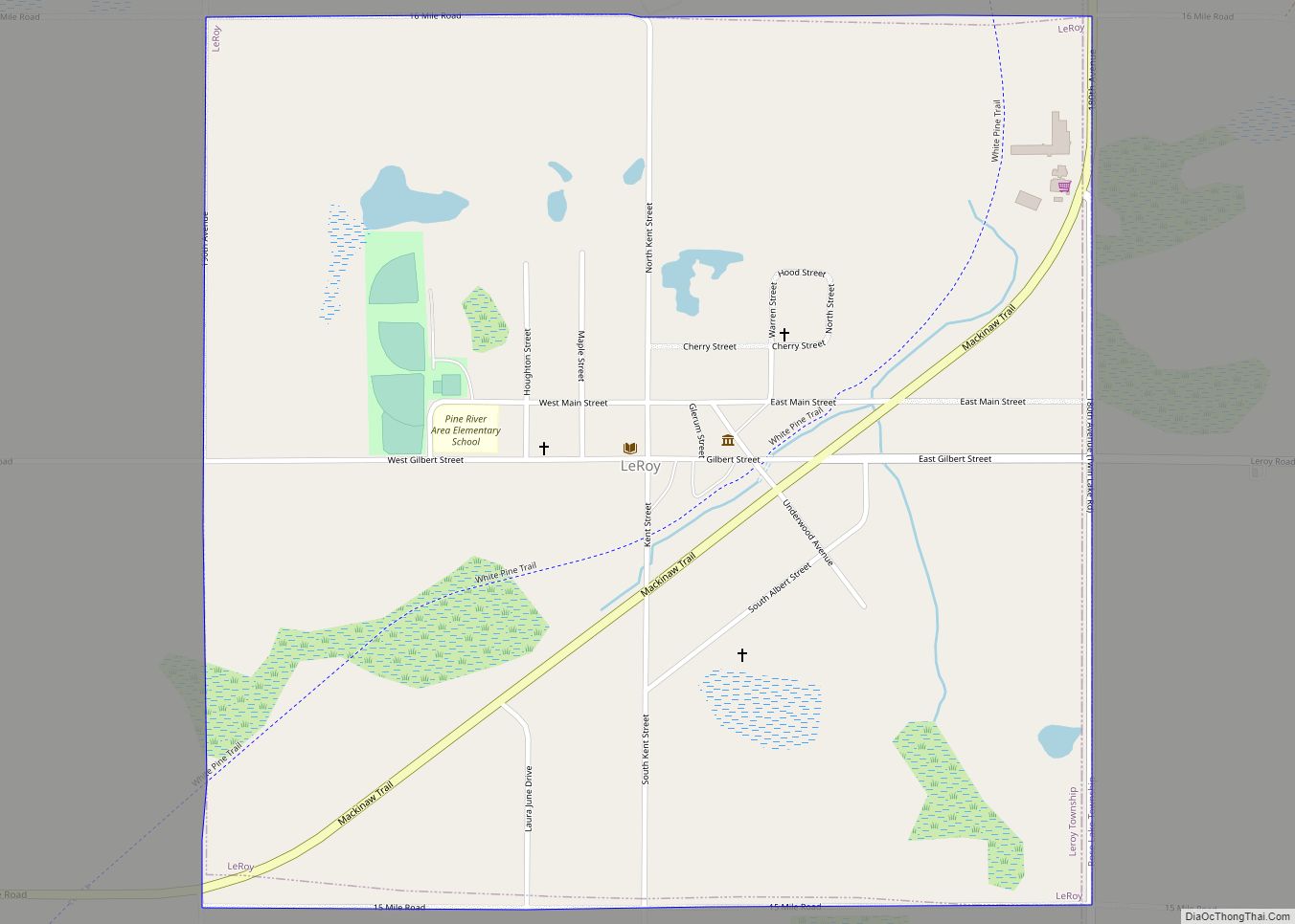 Map of Le Roy village, Michigan