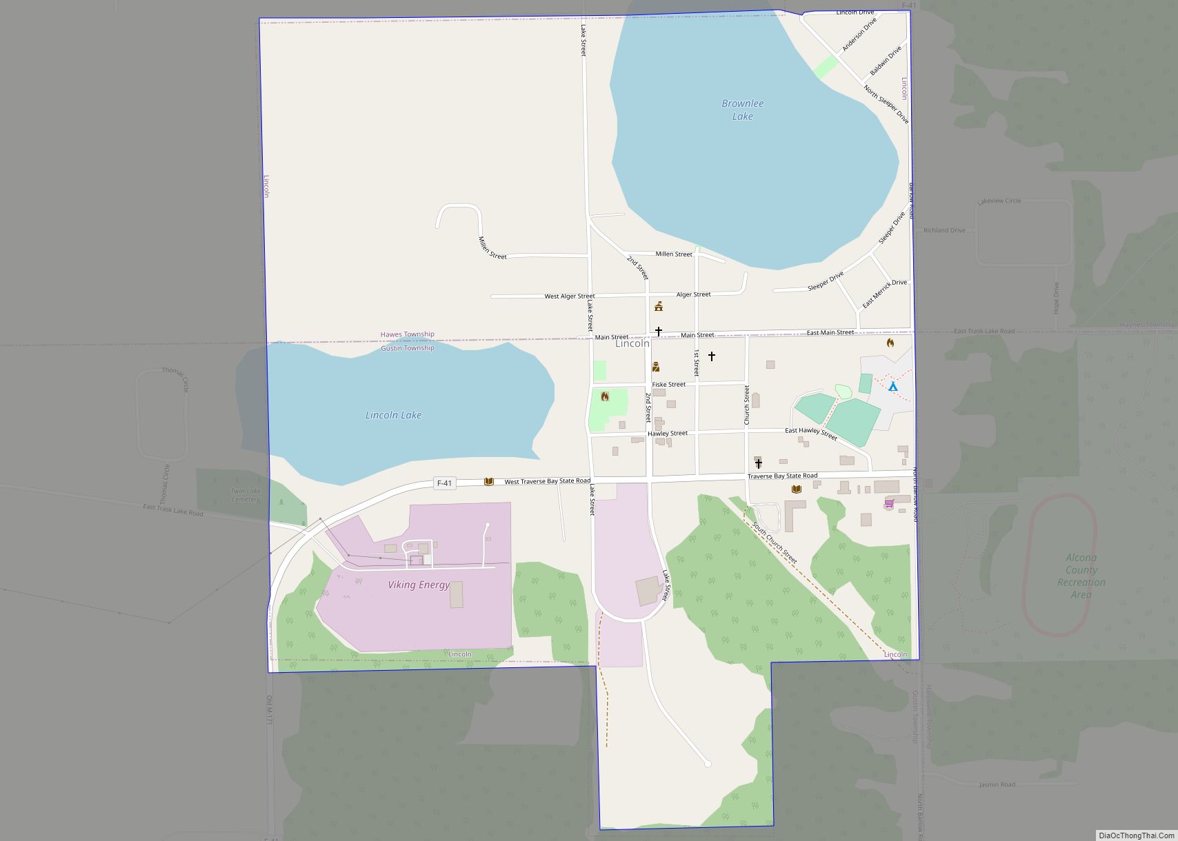 Map of Lincoln village, Michigan